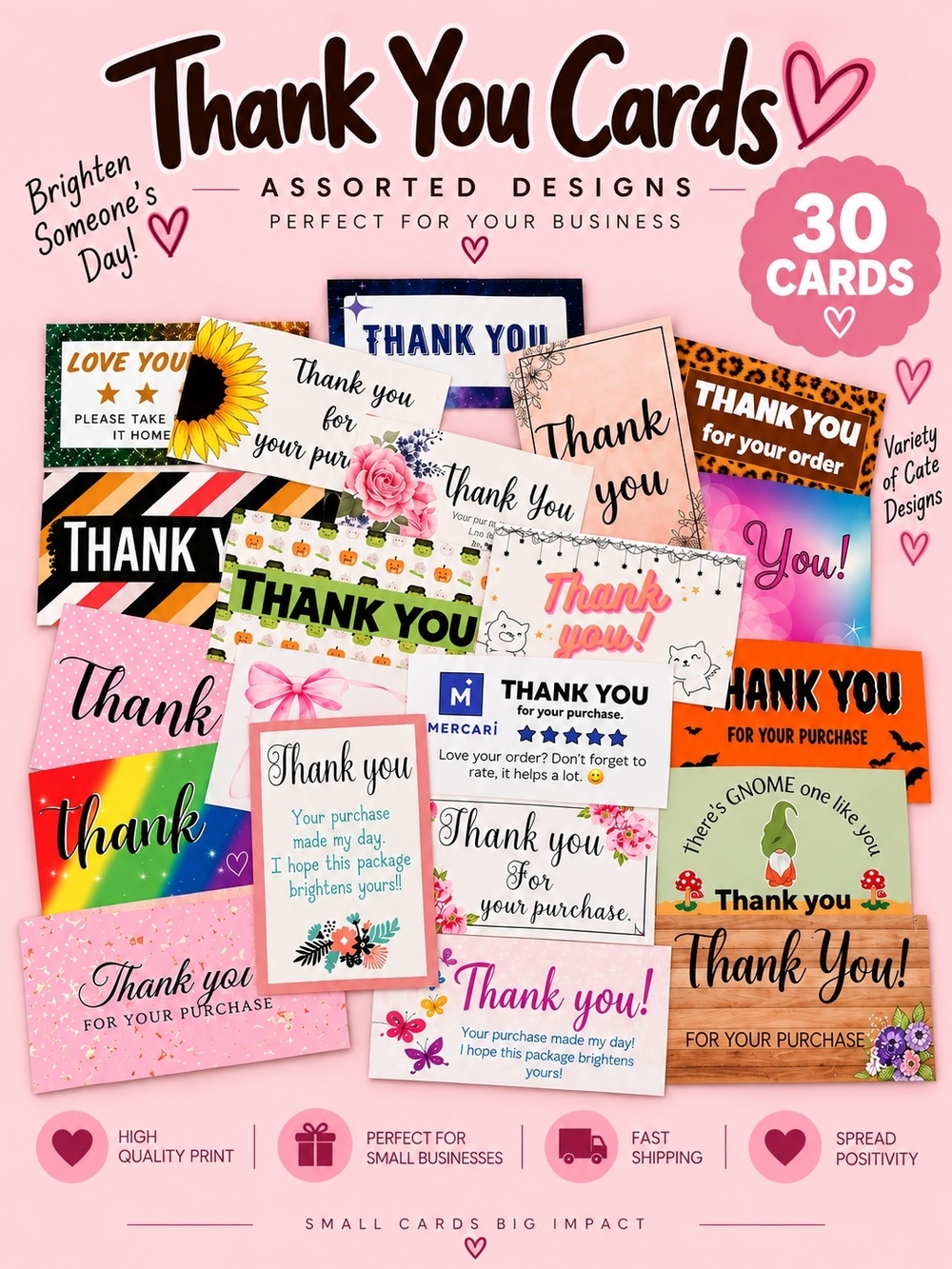 Assorted Thank You Cards - Multi-Color Pack by